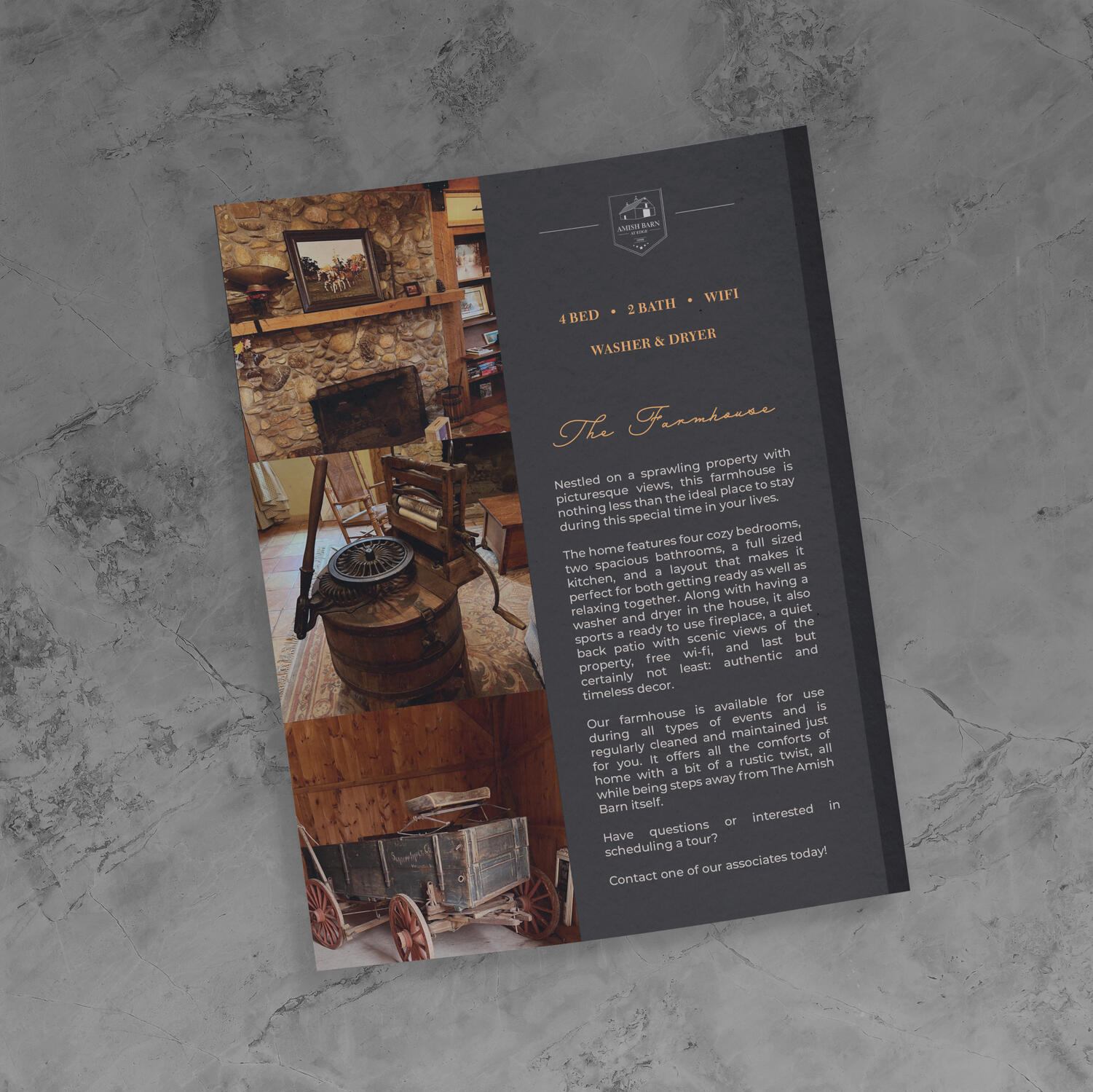 Promotional flyer design for on-site lodging