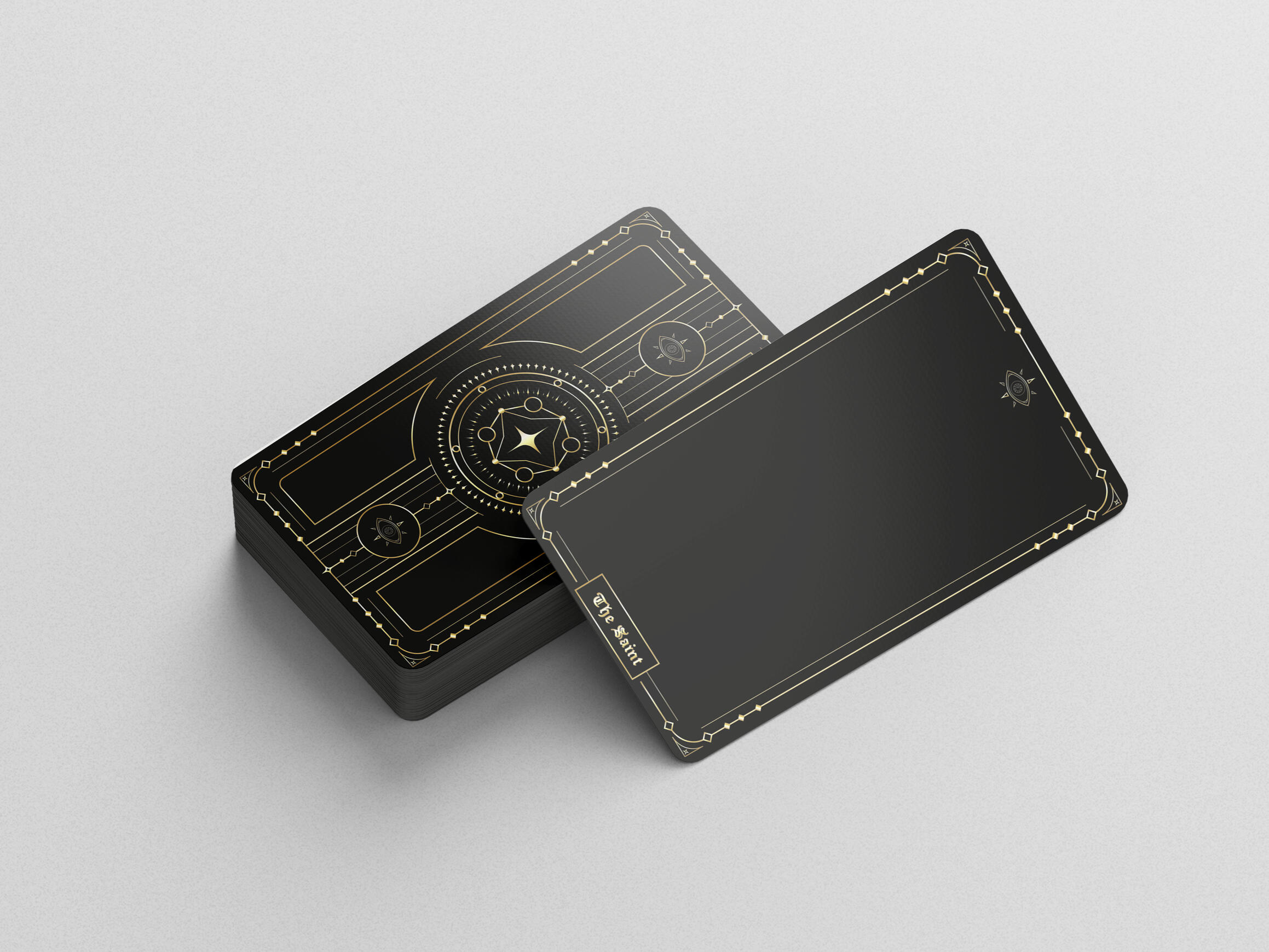 ARCADIA digital tarot card, back and framing design ; collaborative project with visual artist