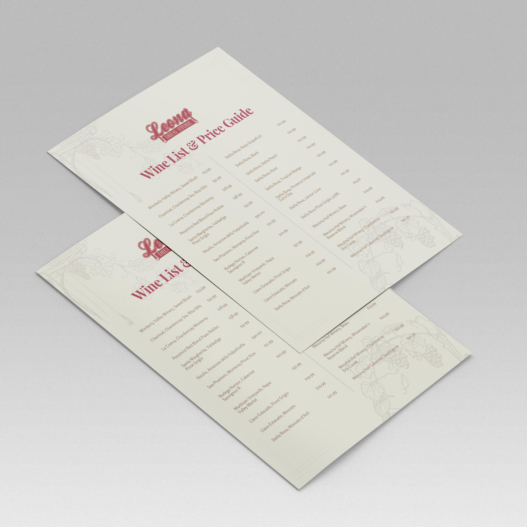 Wine menu design