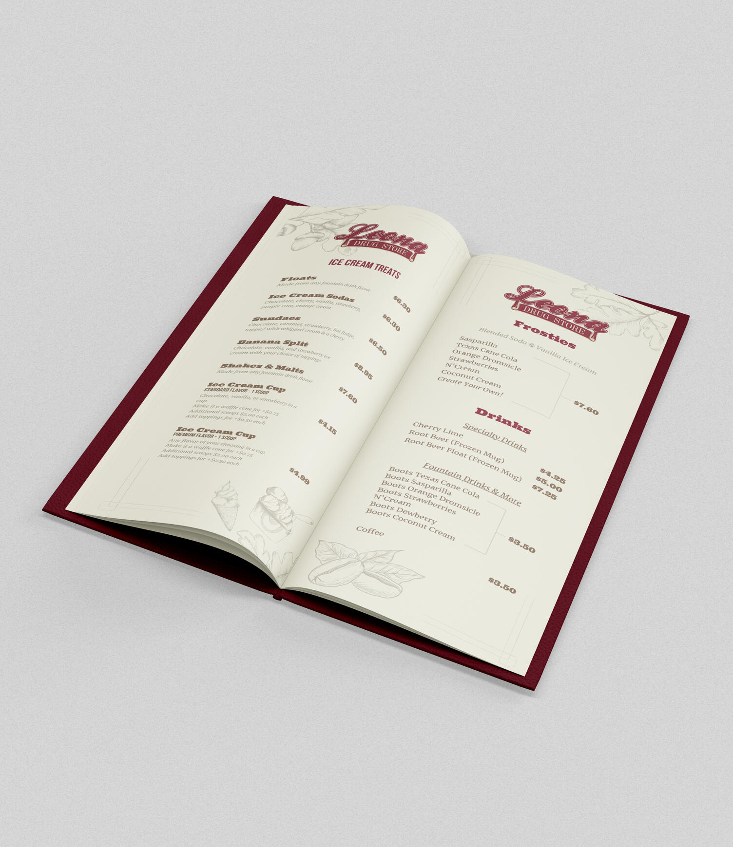 Ice cream & drink menu design